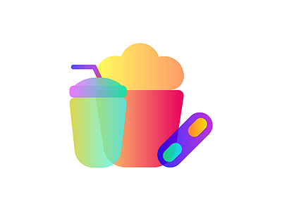 Movie Night 3d glasses bright film gradient iconography icons illustrations movie pictograms popcorn saturation soda