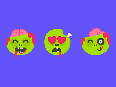 Zomoji blood bones brain cute emoji illustration zombie