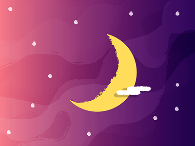 Starry Night flat gradient illustration moon night rough stars