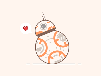 BB8 Love artwork awakens bb8 droid force icon illustration lineart outline roll star wars vector