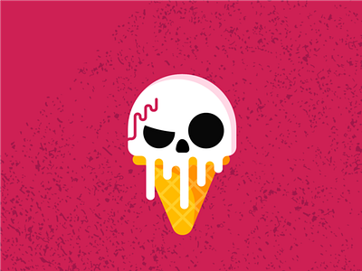 Meltin' Skullcream cone dead icecream illustration skull vector