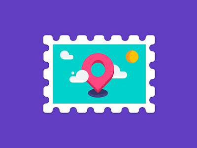 Location Stamp clouds illustration location pin spot stamp