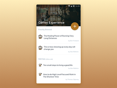 Coffee Experience blog brew brown coffee coffee machine daily ui layout mobile app ui