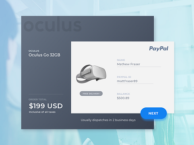 Checkout Cart Review dailyui flat modal oculus payment paypal shopping ui ux