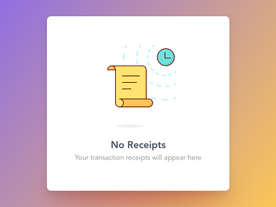 No Receipts clock empty state error illustration layout parchment receipt screen transaction