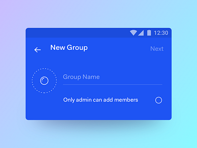New Group Form camera chat checkbox create group input boxes messaging mobile new photo ui ux