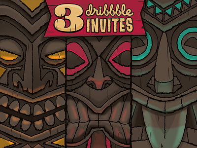 3 Invites! adobe illustrator hawaii invitation invite invites mask polynesia tiki tropical