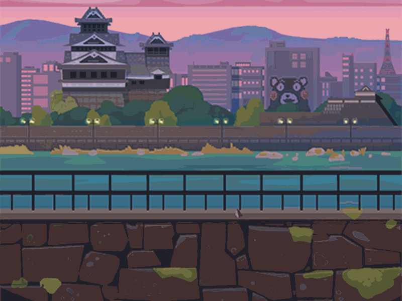 Kumamoto Jо̄ adobe illustrator adobe photoshop background background art game art illustrator japan pixel animation pixel art