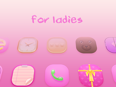 Theme clock contacts file gift icons messages notes phone pink theme update