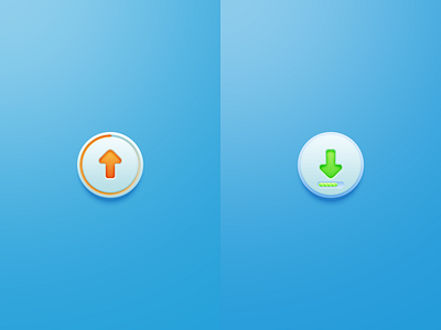 Update and Downloads blue download green icons orange round update