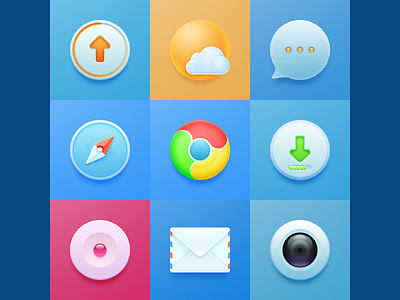 Set blue camera chrome compass download icons mail messages recorder theme update weather