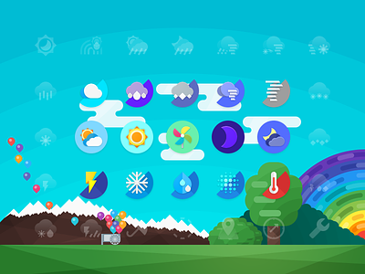 Weather M Icons cloud icon landscape material design moon mountain rainbow snow sun weather wind