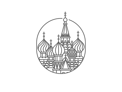 Moscow illustration intro kremlin landmark outline st. basil stroke travel
