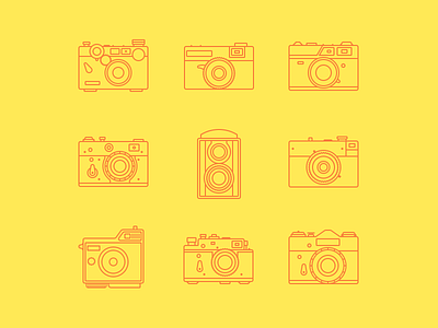 Shot camera design icon line outline photo retro stroke vintage