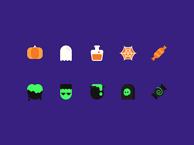 Halloween Icons candy flat ghost grave halloween icon october pumpkin scary