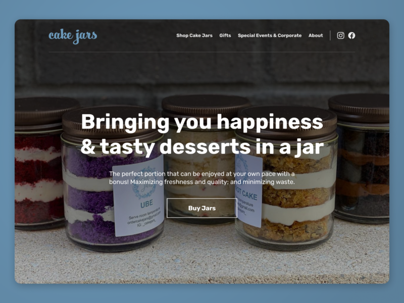 CakeJars - Simple & Clean bakery cake jars clean home page homepage landing page minimal web design web site design website website design