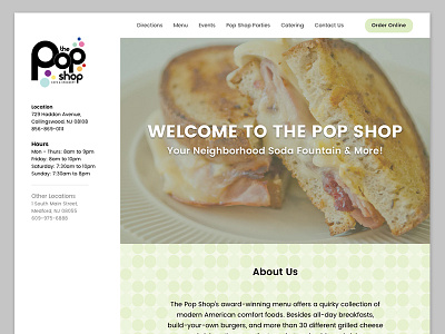 Popshop-2018 V1 color homepage minimal redesign restaurant site ui web website