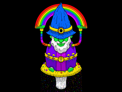 Mystic Gnome Illustration character gnome illustration mushroom psychedelic rainbow third eye trippy