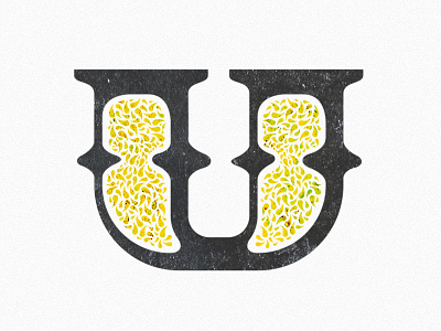 Letter U alphabet design drop cap dropcap grunge illustration letter letter u logo series texture u