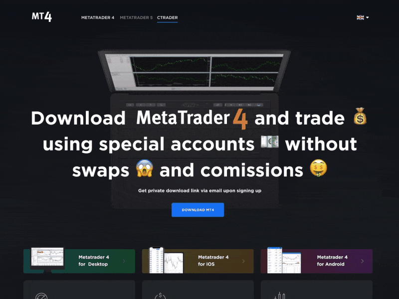 Choose Metatrader for download landing page