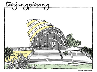 Gedung Gonggong / Laman Boenda drawing illustration