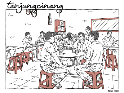 Kedai Kopi drawing illustration