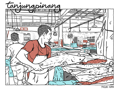 Pasar Ikan drawing illustration