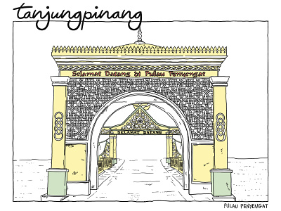 Pulau Penyengat drawing illustration