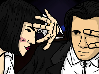 Mia Wallace And Vincent Vega chuck berry dancing doodle drawing illustration john travolta mia wallace movie movie scene pulp fiction quentin tarantino the twist twist dance uma thurman vincent vega you can never can tell