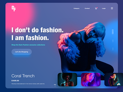 Dark Fashion - Landing Page branding design glass graphic design home page landing page online shopping shopping trending ui website