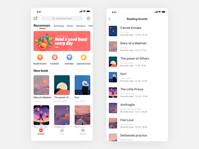 Reading interface design app design ui ux 插图