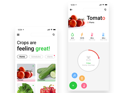 GreenIT app green hydroponic iot minimal mobile app smarthome ui ux design vegitables