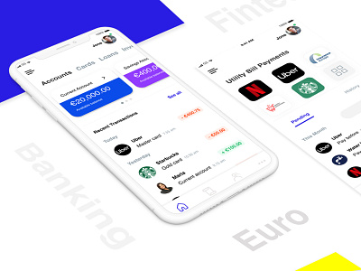Euro Banking banking app finance app fintech minimal mobile app mobile design simple design uxdesign