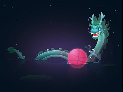 First Shot basketball debut dragon firstshot hellodribble illustration night sky