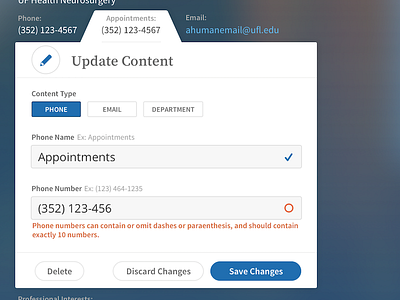 Content Management From the Front cms content edit profile ui update