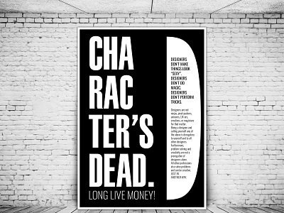 Character's Dead graphic design poster typography