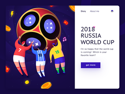 2018 Russia World Cup is Coming drawing graphic illustrations landing sports ui design web world cup