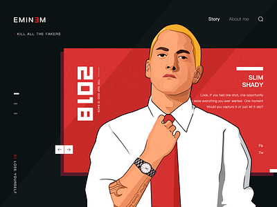 Hiphop series part 2:Eminem design drawing flats graphic illustration landing ui design web