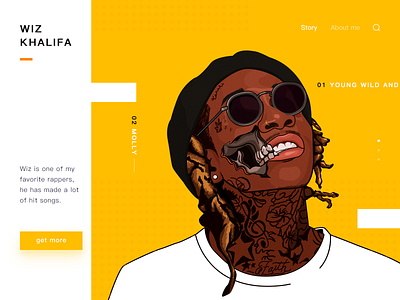 Hiphop series part 3:Wiz Khalifa colorful drawing flats graphic hiphop illustration landing ui ui design web