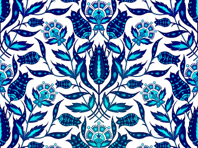 Floral blue pattern design abstract blue colorful design flora flower flowers illustration pattern tulip vector