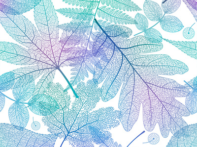 vector blue leaves abstract blue branding design flora illustration leaves macro pattern seamless skelethon vector