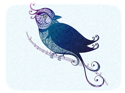 Blue Bird. Vector illustration.