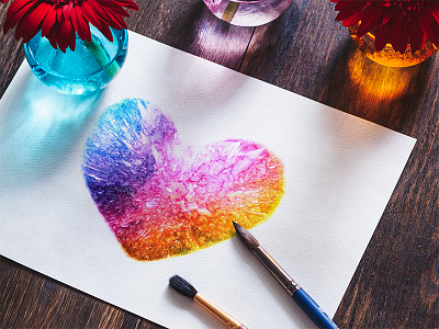 Watercolor heart abstract colorful heart painting splash watercolor