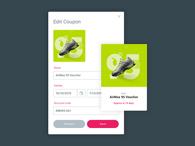 Coupon Editor UI airmax coupon nike ui ux