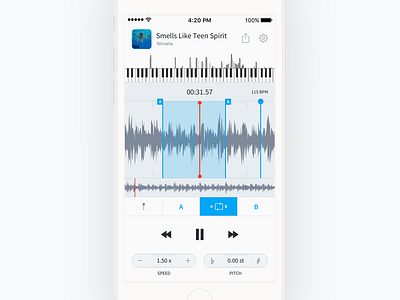 AudioStretch — Music Transcription Tool for iOS audio ios iphone keyboard music player transcription ui ux