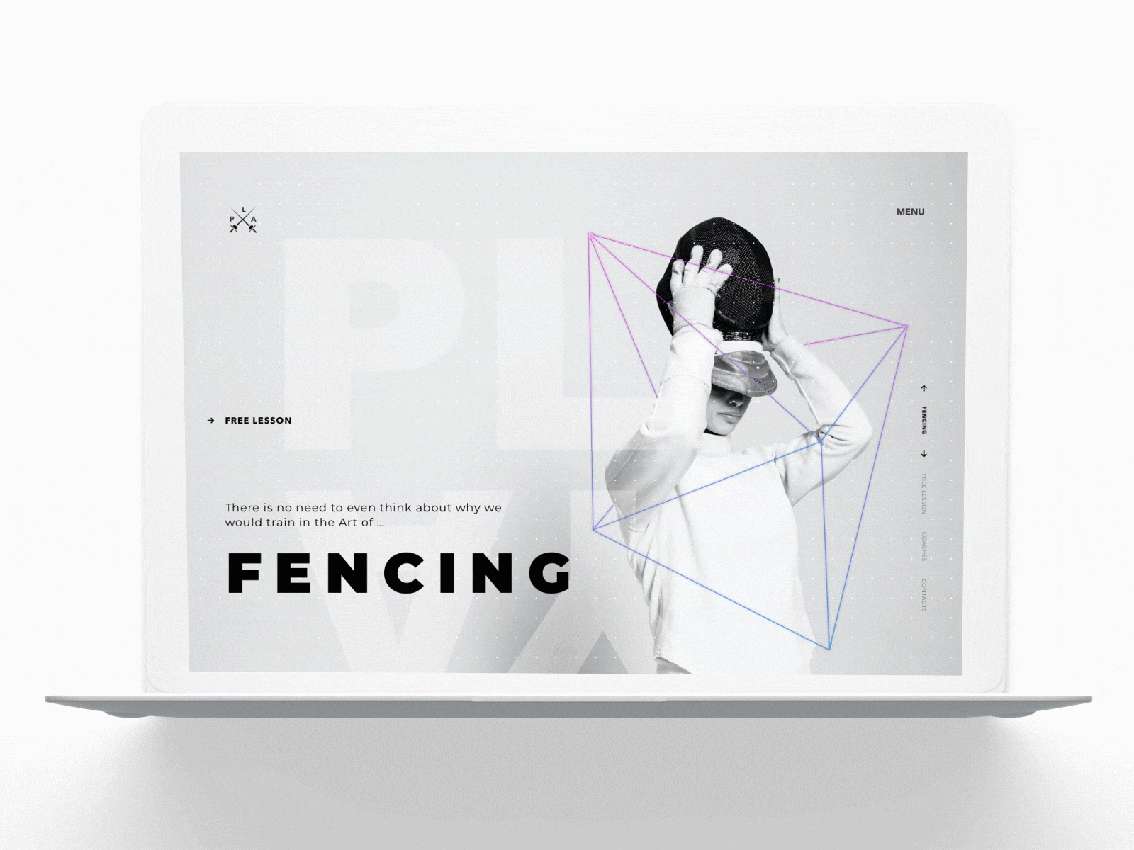 Fencing animation design fencing gif landing page sport ui ux web web design