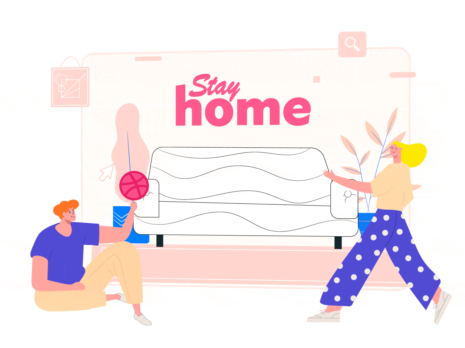 Stay Home! aftereffects animation animation 2d branding digital flat flat illustration graphic illustration typography ui ux web