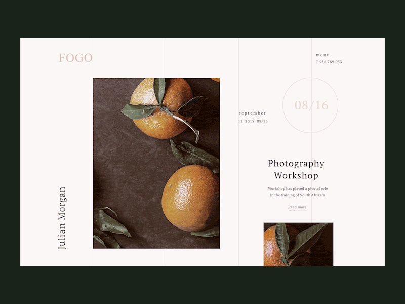 Workshop branding digital graphic loading orange photograhy site ui ux web webdesign website