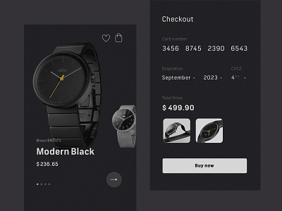 Checkout app checkout dailyui dark magazine mobile store ui userinterface ux watch web