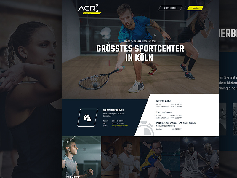 Sportcenter Cologne screendesign layout interface sport webdesign